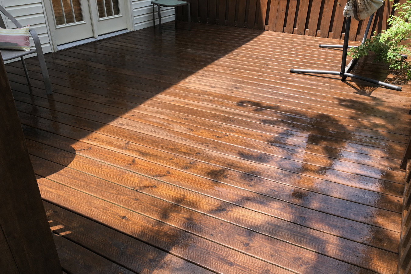 Deck staining and sealing